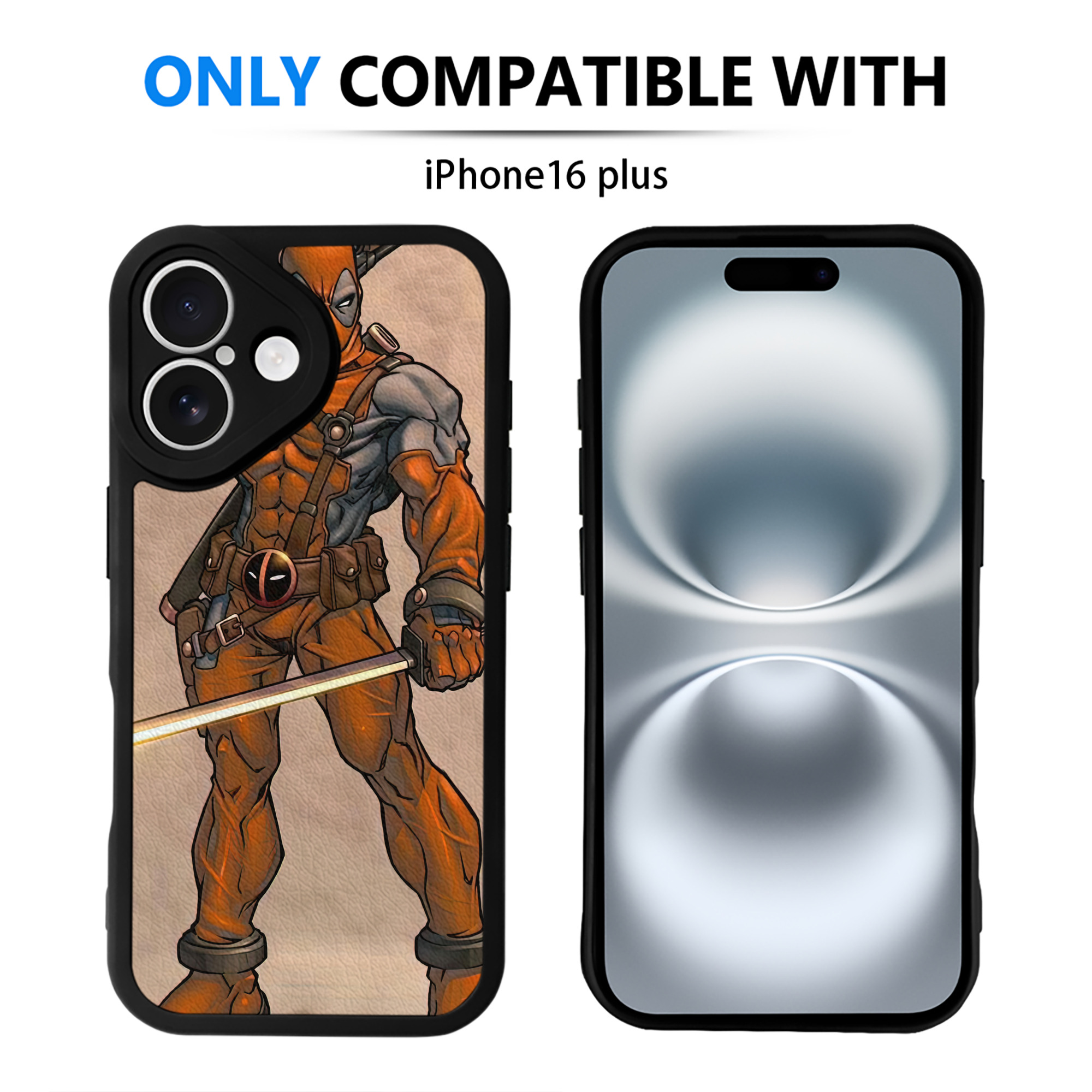 （画像用） Deadpool デッドプール 【iPhone 16シリーズ対応】シリコンスマホケース（レザー調） 材質：シリコン